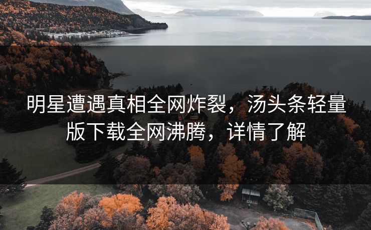 明星遭遇真相全网炸裂，汤头条轻量版下载全网沸腾，详情了解