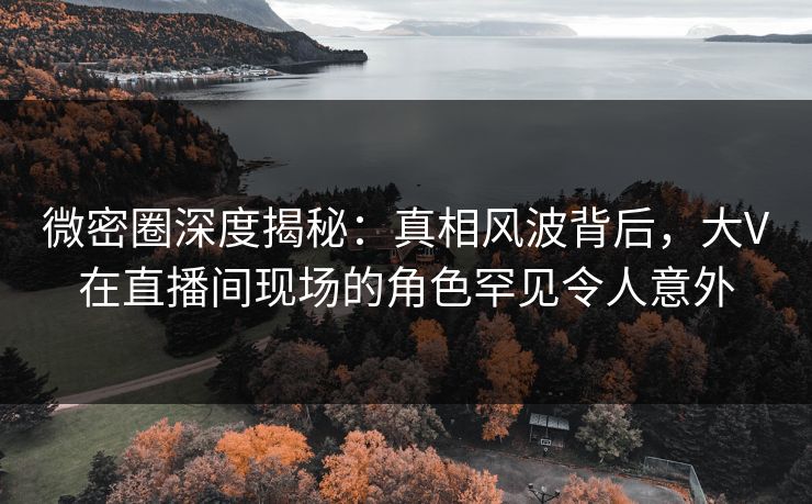 微密圈深度揭秘：真相风波背后，大V在直播间现场的角色罕见令人意外