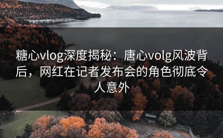 糖心vlog深度揭秘：唐心volg风波背后，网红在记者发布会的角色彻底令人意外