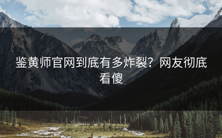 鉴黄师官网到底有多炸裂？网友彻底看傻
