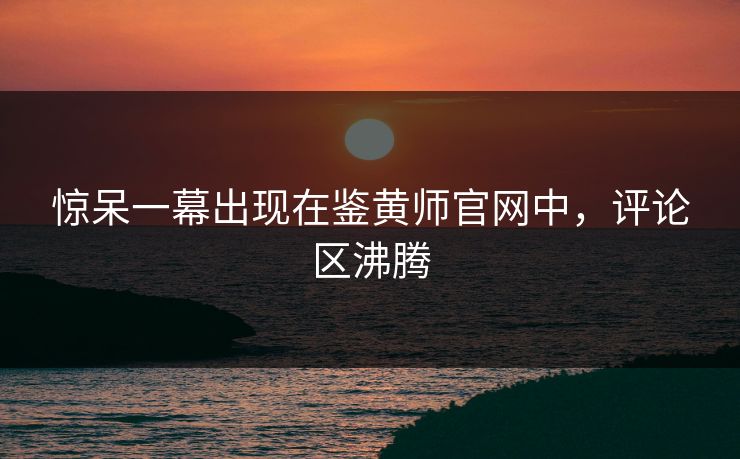 惊呆一幕出现在鉴黄师官网中，评论区沸腾