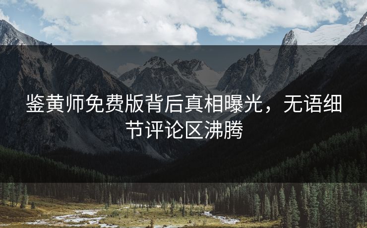 鉴黄师免费版背后真相曝光，无语细节评论区沸腾