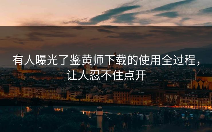 有人曝光了鉴黄师下载的使用全过程，让人忍不住点开