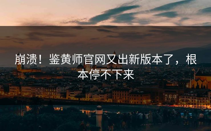 崩溃！鉴黄师官网又出新版本了，根本停不下来