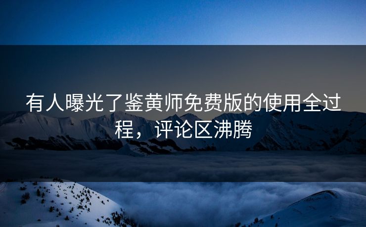 有人曝光了鉴黄师免费版的使用全过程，评论区沸腾