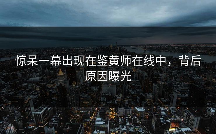 惊呆一幕出现在鉴黄师在线中，背后原因曝光