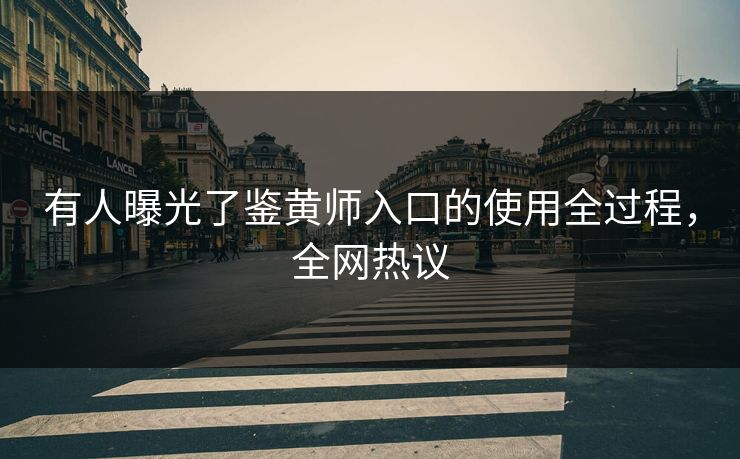 有人曝光了鉴黄师入口的使用全过程，全网热议