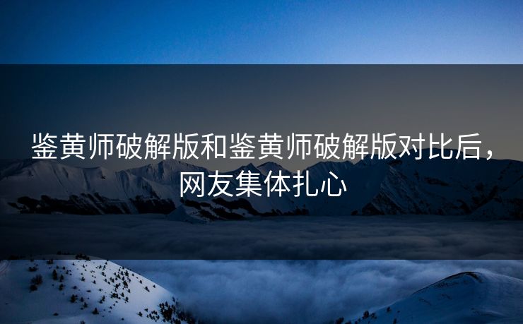 鉴黄师破解版和鉴黄师破解版对比后，网友集体扎心