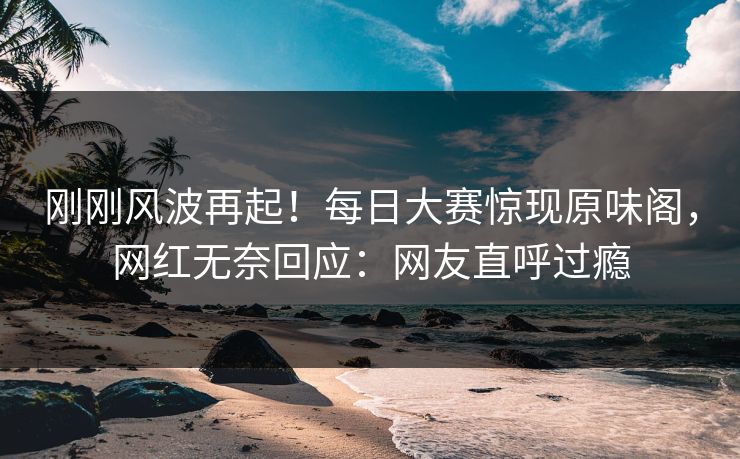 刚刚风波再起！每日大赛惊现原味阁，网红无奈回应：网友直呼过瘾