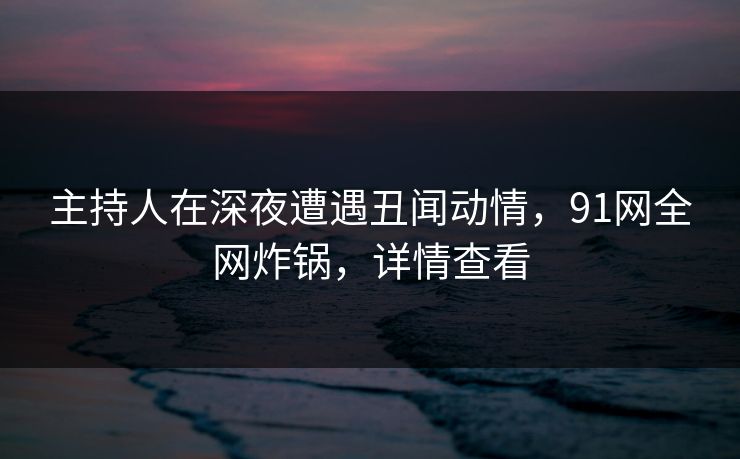 主持人在深夜遭遇丑闻动情，91网全网炸锅，详情查看